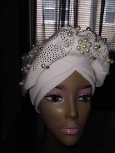 Turbans with Pearls for women. Assorted colors to choose from. 100% Polyester material. No exchanges or returns African Head Scarf, Hijab Turban Style, African Hair Wrap, Classy Hats, Blessed Friday, Texturizer On Natural Hair, Turban Style, Baltimore Md, African Hairstyles