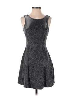 Speechless Cocktail Dress Size: X-Small Gray Dresses - used. 95% POLYESTER, 5% METAL, DropWaist, Crew Neck, Metallic, Short, Sleeveless | Speechless Cocktail Dress - DropWaist: Gray Metallic Dresses - Used - Size X-Small Casual Evening Mini Dress For Party Season, Casual Mini Dress For Evening Party Season, Casual Mini Dress For Evening Parties, Casual Stretch Mini Dress For Cocktail, Casual Mini Dress For Party Season, Casual A-line Mini Dress For Party, Sleeveless Casual Mini Dress For Party Season, Casual Sleeveless Mini Dress For Party Season, Black Tweed Dress