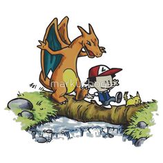 an image of pokemon and pikachu on a log