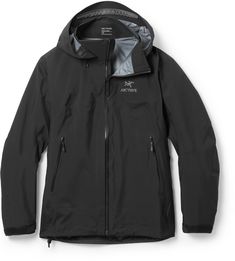 This lightweight Arc'teryx jacket is a durable choice for alpine outings. Waterproof/breathable 3-layer fabric and a helmet-compatible hood shrug off rain. Pit zips vent heat when you're on the move. Hiking Socks Womens, Women Snowboarding, Arcteryx Women, Arcteryx Jacket, Black Rain Jacket, Rain Jacket Women, Sleeping Pads, Gifts For Campers, Rei Co-op