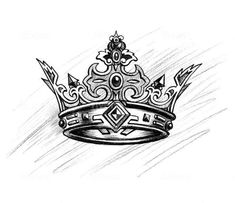 a drawing of a crown with arrows on it