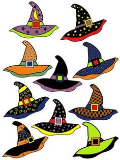 a bunch of hats that are in the shape of witches on top of each other