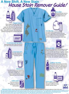 6 Scrub Stain Removal Tips and Tricks Nursing Anatomy, Guide Infographic, Vet Scrubs, Radiologic Technologist, Nursing Life, Scrub Life, Phlebotomy, Nursing Tips, Sweat Stains