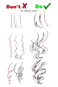 how to draw hair for beginners with the words don't x and do v