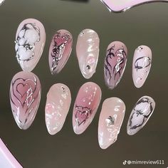 Pink Chrome Nails, Hippie Nails, Medium Almond, Pink Chrome, Y2k Nails, Blush Nails, Really Cute Nails