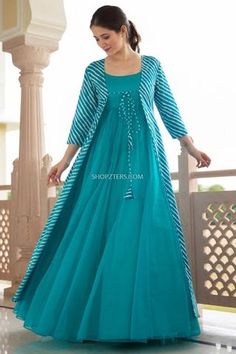 Clothing Palette, Gown With Jacket, Western Dresses For Women, Long Gown Design, Gaun Fashion, Frock For Women, Long Gown Dress, Long Dress Design, Indian Gowns Dresses