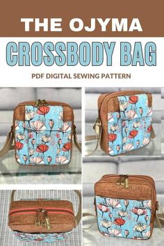 the cross body bag sewing pattern is shown