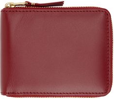 Buffed leather bifold wallet in red. · Zip closure · Three card slots · Patch pocket · Central note slot · Coin pouch · Fully lined · H3.5 x W4.5 x D1 Supplier color: Red Classic Red Leather Coin Purse, Red Leather Bifold Coin Purse, Classic Burgundy Bifold Wallet, 500 Days, Red Wallet, Leather Bifold Wallet, Zip Wallet, Bifold Wallet, Coin Pouch