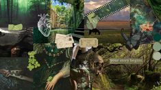 a collage with images and words about nature