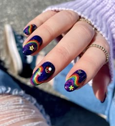 Comic Nail Art, Iris Nails, 80s Nails, Mystic Nails, Nails Orange, Nails Flower, Witchy Nails, Space Nails, Nails Pretty