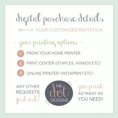 a printable poster with the words, digital purchase details and other things to do