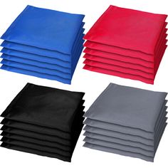 six different colored napkins stacked on top of each other