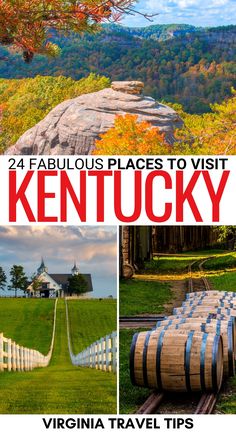 the kentucky wine country with text overlay that reads, 24 fabulous places to visit