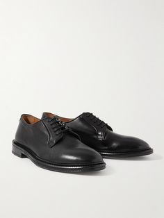 DESIGNED BY MR PORTER. Mr P.'s 'Lucien' Derby shoes have been crafted in Portugal from super soft, German vegetable-tanned leather. The soles and linings will only grow more supple with wear. Mr P, Derby Shoes, Shoes Uk, Shoes For Men, Vegetable Tanned Leather, Mr Porter, Black Shoes, Derby, Patent Leather