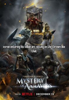 a movie poster with the title and characters for mystery of aragons on it