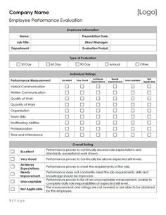 employee performance plan template for employees to use in the company's workday schedule