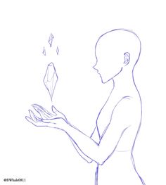 a drawing of a woman holding a diamond in her hand and looking at the diamond