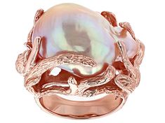 Genusis™ 15mm pink cultured freshwater pearl 18k rose gold over sterling silver ring. Measures approximately 1 1/16" L x 13/16" W and is not sizeable. Colors, shapes, and sizes may vary. Pink Pearl Jewelry, Exotic Jewelry, Freshwater Pearl Ring, Mabe Pearl, Jewelry Clasps, Pearl Types, Pink Pearl, Pearl Ring, Cultured Pearls