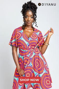 Take me to the beach Red Vibrant Print Beachwear Dress, Multicolor Vibrant Printed Kaftan, V-neck Kaftan With Vibrant Print For Beach, Vibrant Printed Kaftan For Beach Cover-up, Red V-neck Kaftan With Vibrant Print, Take Me To The Beach, African Print Dress, Flutter Sleeves, Flutter Sleeve