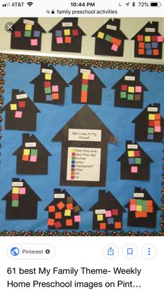 a bulletin board with houses on it and the words, best my family time - weekly homes preschool images on pint