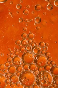 an orange liquid filled with lots of bubbles