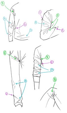 an image of how to draw the back of a woman's shirt with different angles