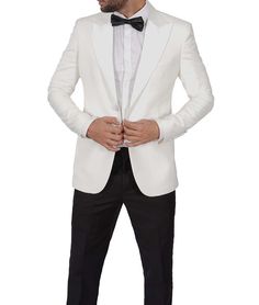 Two Button Ivory Tux For Men
Elevate your formal style with the Men's Peak Lapel Ivory Tuxedo Jacket. Crafted for sophistication, this classic tuxedo jacket showcases a harmonious blend of elegance and timeless charm. The peak lapel design adds a touch of refinement, making it suitable for weddings, galas, and upscale events. Whether you're the groom or a guest, this jacket ensures you make a memorable entrance. Elevate your formal look with the Men's Peak Lapel Ivory Tuxedo Jacket. White Slim Fit Tuxedo With Notch Lapel, White Slim Fit Tuxedo For Wedding, White Slim Fit Tuxedo Suit, Elegant Single Breasted Tuxedo For Black Tie, White Slim Fit Blazer For Wedding, Elegant Tuxedo With Single Button And Notch Lapel, White Slim Fit Tuxedo For Semi-formal Occasions, Classic Single-breasted Tuxedo For Black Tie, White Slim Fit Suit With Notch Lapel