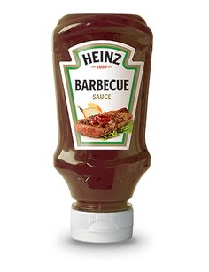 a bottle of barbecue sauce on a white background