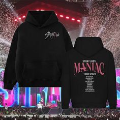 Stray Kids 2nd 2023 World Tour Shirt, Stray Kids Maniac Tour Us Shirt, Stray Kids Maniac Tour List Hoodie Hip Hop Cotton Hoodie For Concert, Cotton Hip Hop Hoodie For Concerts, Fall Concert Hoodie With Letter Print, Hip Hop Long Sleeve Hoodie For Concert, Winter Concert Hooded Top, Winter Hooded Tops For Concert, Winter Hooded Top For Concerts, Hooded Winter Tops For Concerts, Band Merch Sweatshirt For Winter Concerts