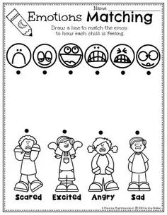 emotions matching worksheet for kids