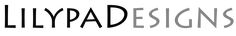 the logo for lilypaddesigns com is shown in black and grey letters