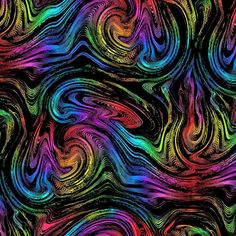 an abstract background with multicolored swirls and lines on black paper, which is very colorful