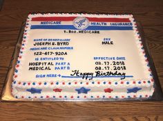 a sheet cake that has been decorated with the names of doctors and hospital staff on it