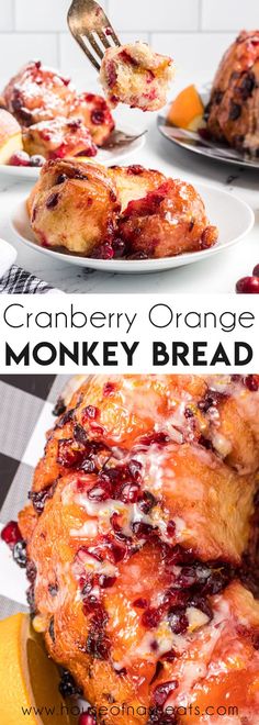 cranberry orange monkey bread on a plate