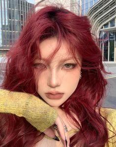 Velvet Hair Color, Red Velvet Hair Color, Asian Red Hair, Hair Color Ideas Trendy, Red Hair Pale Skin, Red Velvet Hair, Red Hair Dye, Cherry Hair Colors, Dark Red Hair Color