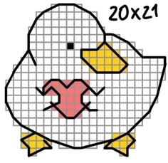 an image of a cross stitched bird with the number 20 on it's chest