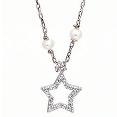 Star Pearl Necklace by Kury - Available at SHOPKURY.COM. Free Shipping on orders over $200. Trusted jewelers since 1965, from San Juan, Puerto Rico. Sterling Silver Charm Necklaces With Diamond Accents For Anniversary, Elegant Silver Charm Necklaces With Diamond Accents, Sterling Silver Charm Necklace With Diamond Accents For Anniversary, Elegant Silver Charm Necklace With Diamond Accents, Elegant Charm Necklaces With Diamond Accents For Anniversary, Anniversary Sterling Silver Charm Necklace With Diamond Accents, 16 Inch Sterling Silver Elegant Jewelry, Delicate Sterling Silver Necklaces With Single Cut Diamonds, Silver Sterling Necklace With Single Cut Diamonds