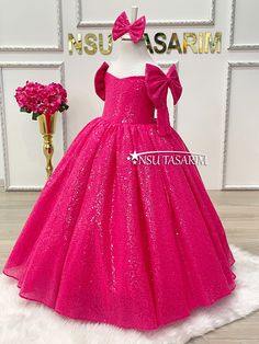 Neon Fuchsia Baby Girl Dress. Girl Party Dress. Sparkle Neon Fuchsia . for Special Occasion, Princess Gown, Couture Gown. - Etsy Kids New Model Dress, Party Dress Sparkle, Ivy Kitchen, Fuschia Pink Dress, New Model Dress, Kids Birthday Dresses, Gown Couture, Girl Party Dress