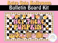 the bulletin board kit includes an image of pumpkins and pigs