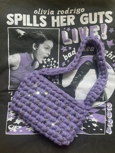 spill your guts like olivia rodrigo with this cutie handmade purple crochet shoulder bag. little silver butterfly, star and flower charms make it the perfect accessory rocking out at the guts tour 💟💜 Purple Crochet Bag, Spill Your Guts, Guts Olivia Rodrigo, Guts Tour, One Step Forward, Purple Crochet, Crochet Fairy, Crochet Shoulder Bag, Bag Cute