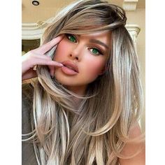 Haircuts Layers, Champagne Blond, Bangs Styles, Layers Bangs, Long Haircuts, Real Hair Wigs, Hair Color Light Brown, Haircut Styles, Curly Lace Front Wigs