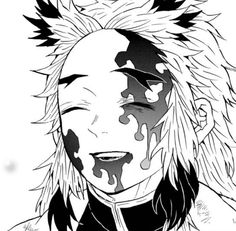 an anime character with long hair and dripping paint on his face