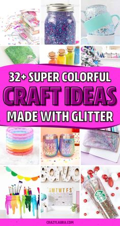 colorful craft ideas made with glitter are great for kids to do in their own home