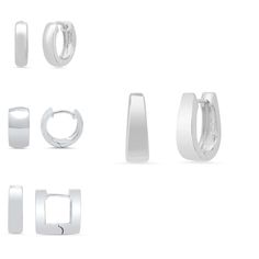 Choose from 4 different Huggie hoop earing styles in solid .925 Sterling Silver.  These wide and chunky style Huggie earrings are chic and perfect for creating a stacked earring look for multiple piercings. These minimalist style earrings are ideal for everyday or for special occasions and are the perfect accessory for adults and children. *Solid .925 Sterling Silver *Your choice of 4 chic minimalist styles 5mm Round, 6.7mm Round, 5mm U Shape and 4mm Square Huggie hoop earrings *FREE Roberto Mar Cheap Nickel-free White Huggie Earrings, Cheap Nickel-free Round Huggie Earrings, Chic Minimalist Style, Earring Collection, Easy Style, Huggie Hoop Earrings, Earrings Collection, Jewelry Earrings Hoops, Comfort Style