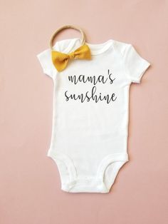 Mama's Sunshine Baby Onesie Personalized Fitted Onesie For Birthday, Fitted Onesie With Name Print For Summer, Fitted Summer Onesie With Name Print, Cute Short Sleeve Bodysuit For Summer, Cute Fitted Short Sleeve Bodysuit For Summer, Customizable Cute Bodysuit For Birthday, Customizable Cute Birthday Bodysuit, Playful Summer Onesie With Name Print, Customizable Fitted Onesie For Summer