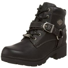 You don't have to be on your bike to show your love for Harley-Davidson. Incorporate your passion into your everyday wardrobe with these great boots. Full-grain leather upper with harness and buckle detail. Lace-up closure with side zipper provides the perfect fit. Full-length cushioned sock lining offers lasting comfort. Lightweight rubber outsole and heel. Durable cement construction. Measurements: Heel Height: 1 1?2 in Weight: 1 lb 2 oz Circumference: 10 1?2 in Shaft: 4 1?2 in Product measure Womens Harley Davidson Boots, Heel Boots For Women, Harley Davidson Boots, Leather Biker Boots, Harley Davidson Women, Womens Mid Calf Boots, Motorcycle Boots, Womens Ankle Boots, Boots For Women