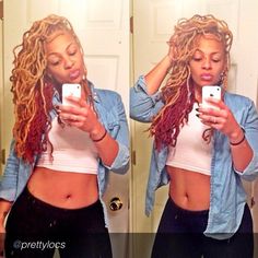 Red And Blonde Locs Black Women, Red And Blonde Locs, Red Locs, Loc Nation, Locs Styles, Loc Journey, Natural Styles