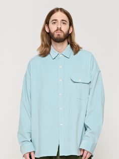 Composition : COTTON 100%Country of Origin : KOREA Light Blue Long Sleeve Shirt With Pockets, Oversized Blue Button-up Shirt, Oversized Light Blue Shirt With Pockets, Light Blue Long Sleeve Top With Pockets, Oversized Light Blue Collared Top, Oversized Light Blue Collared Shirt, Oversized Collared Light Blue Top, Oversized Light Blue Tops With Pockets, Blue Relaxed Fit Shirt