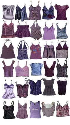 #clothes purple tops Pretty Outfits Purple, Y2k Fashion Tops, Y2k Fashion Purple, Purple Inspired Outfits, Halter Strap Top, 2000s Fashion Purple, Where To Buy 2000s Clothes, Purple Top Outfit Ideas, 2000s Fashion Tops