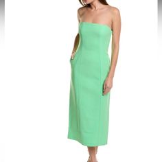 Brand New! Green Midi Dress With Straight Neckline For Evening, Evening Green Midi Dress With Straight Neckline, Elegant Green Dress With Straight Neckline, Green Straight Neckline Midi Dress For Evening, Green Midi Dress With Straight Neckline For Formal Occasions, Green Midi Dress With Straight Neckline For Date Night, Chic Green Dress For Formal Occasions, Chic Green Formal Dress, Chic Maxi Dress With Straight Neckline For Cocktail